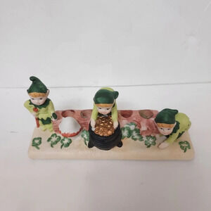 MSR Imports 1989 Vintage Porcelain Leprechaun Candle Holders - St. Patrick's Day